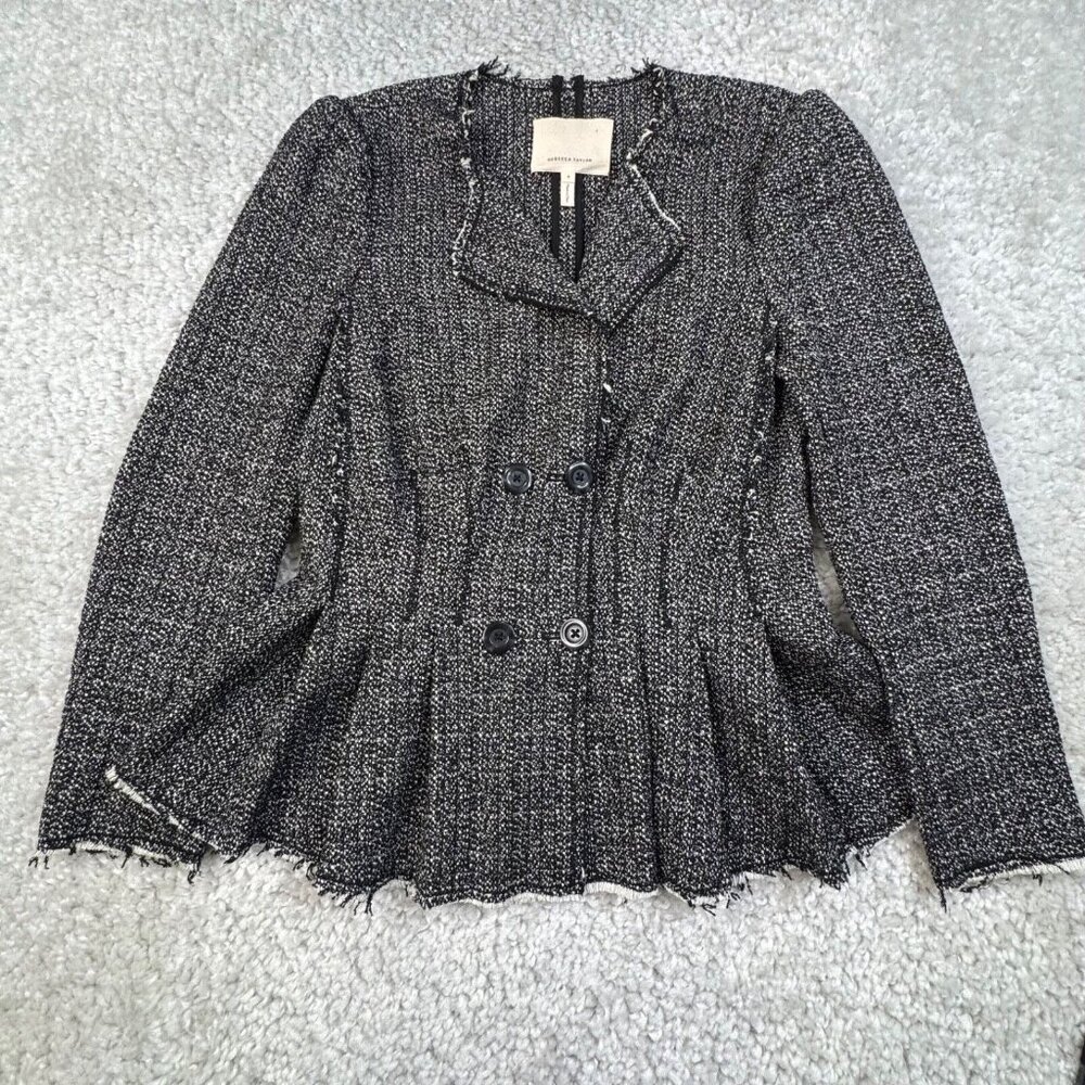 Rebecca Taylor Black and White Tweed Blazer with Peplum